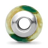 Sophia Jewelers Sterling Silver Green Cracked Agate Bead with Antiqued Finish